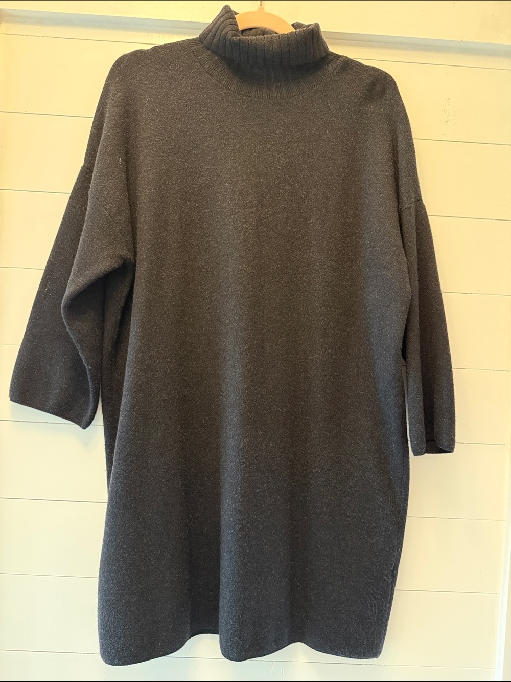 Pomander Place Charcoal Gray Midi Turtleneck Dress